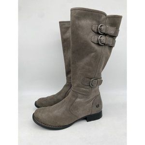 Born Shoes Women's 8.5 Grey Leather Tall Full Zip Buckle Round Toe Ladies B30658